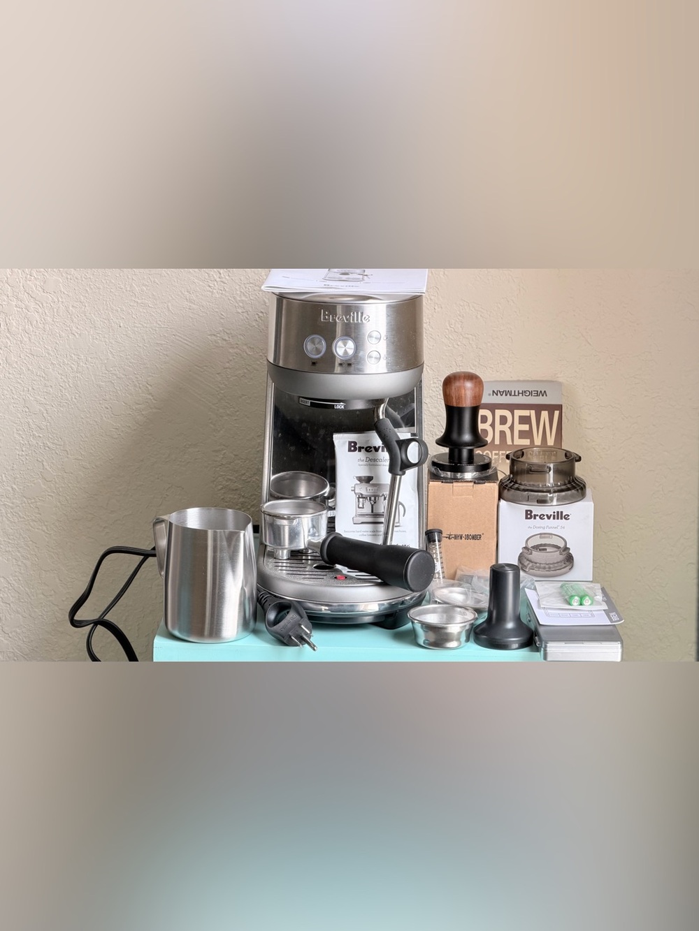 Breville Bambino BES450 Espresso Machine Complete Barista Bundle Scale Tamper